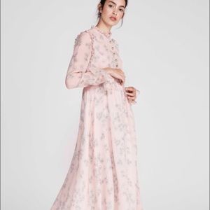 Macgraw pink sheer floral pink maxi dress